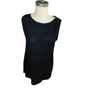 Chico's size S Small (0) Black Textured Waffle Layer Knit Top NWT
